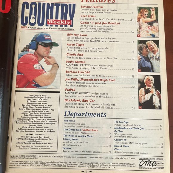 2/$15💙 1995 Country Weekly Magazine, August, EUC! - Picture 3 of 4
